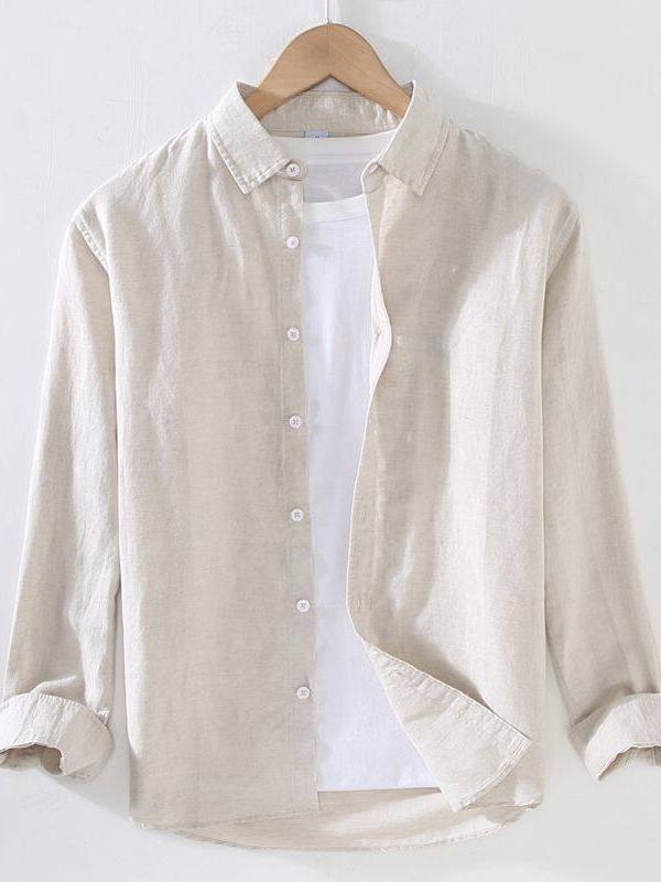 Summer Clothing Material - Men's Linen Long Sleeve Shirt Casual