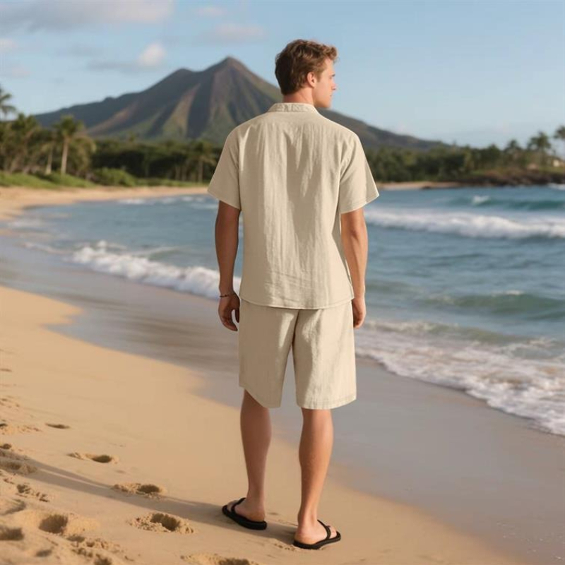 Linen Shorts Men - High-End Men's Summer Shorts Set Breathable