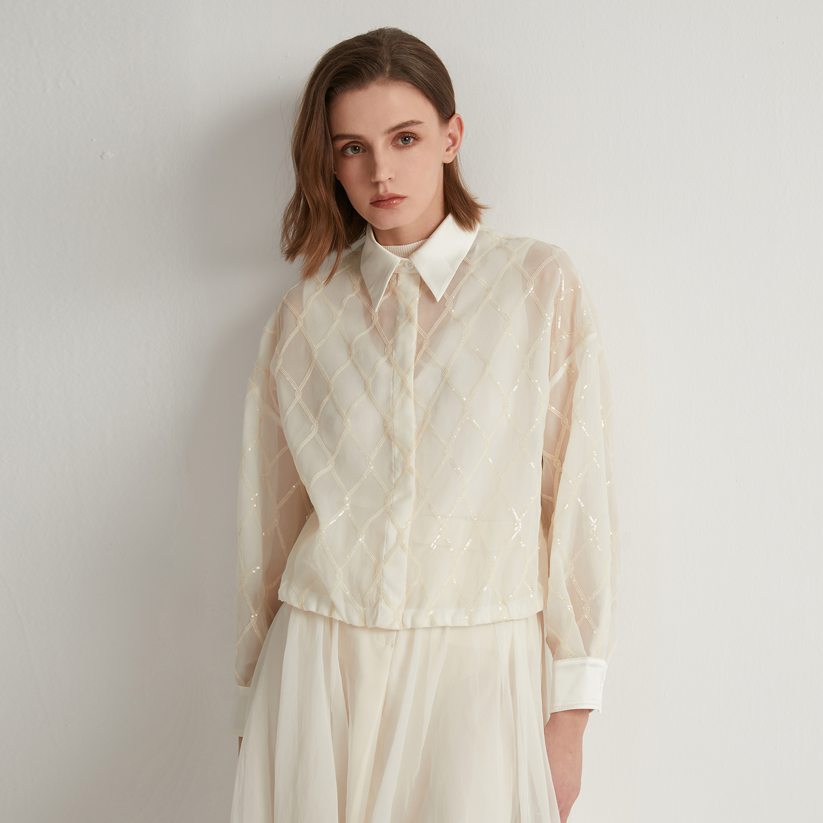 Quality Summer Clothing For Women - K1095W Luxury 100% Silk Sequin Designer