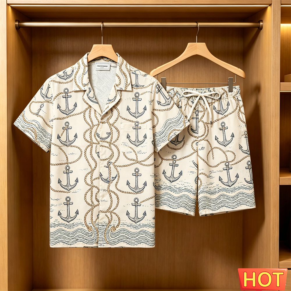 Summer Clothing Us - Men's 2 Piece Hawaiian Set Nautical