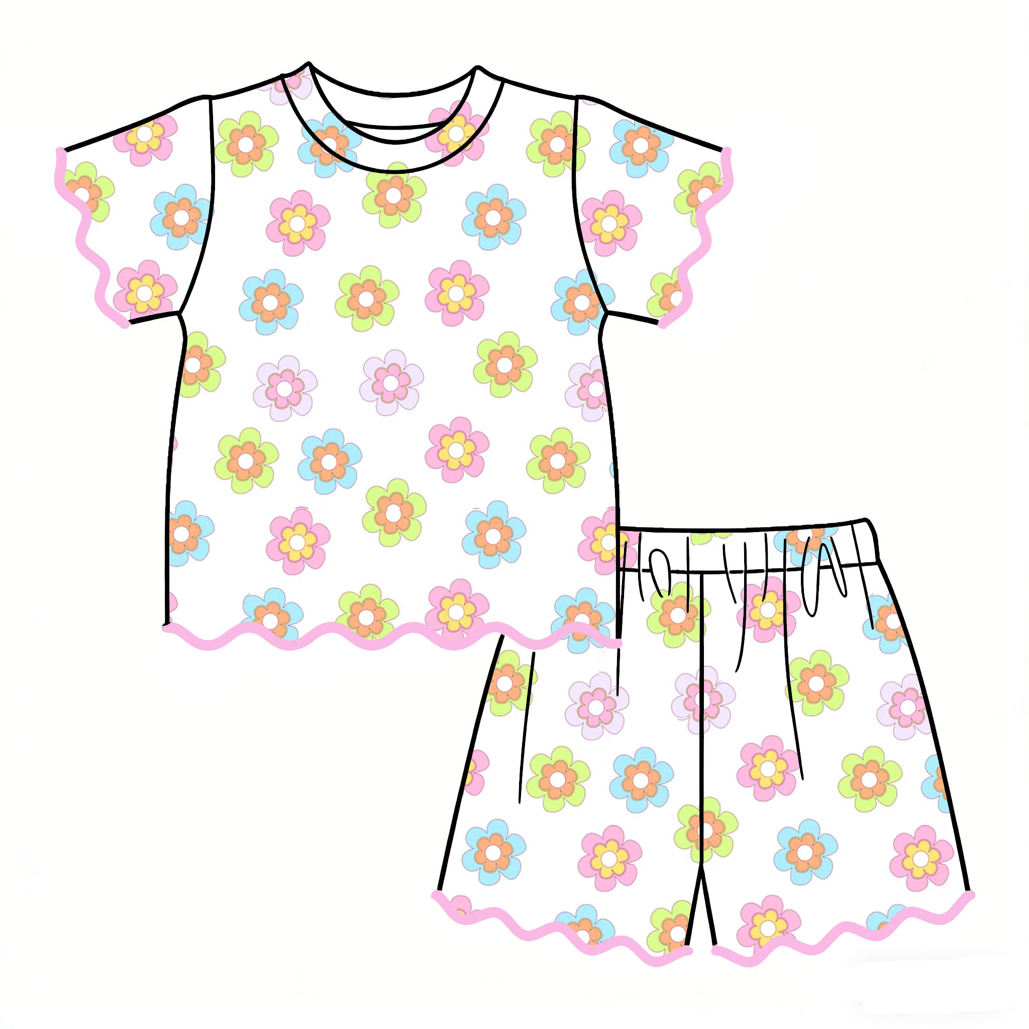 Summer Clothing Boutiques - New Summer Floral Print Clothing Girls
