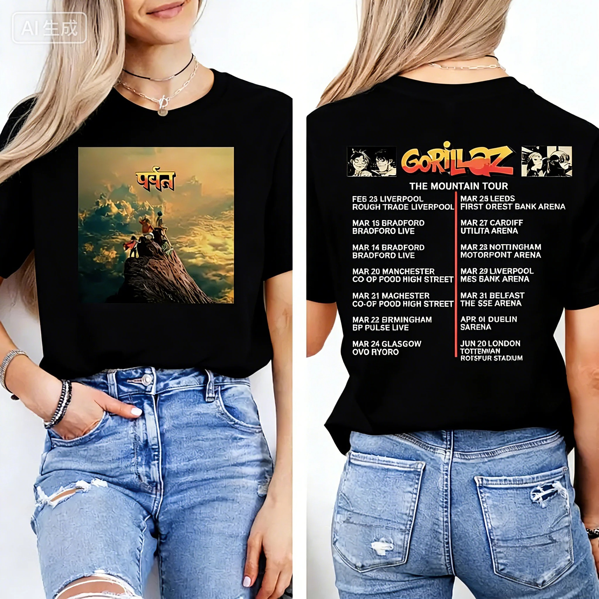 Gorillaz Band T-Shirt UK Tour  - Summer Clothing Uk Men のレビューと価格