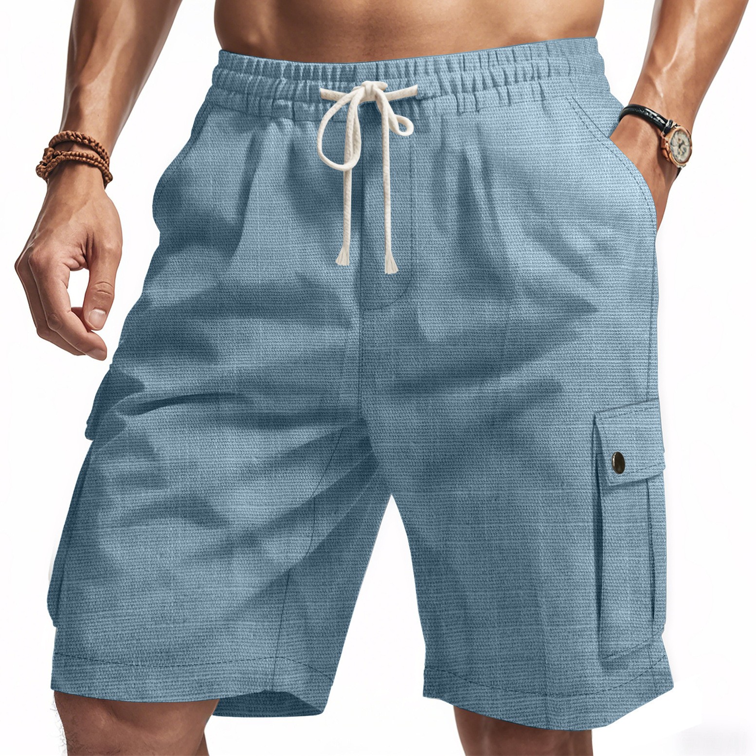 Men's Summer Straight Leg Carg - Linen Shorts Men のレビューと価格