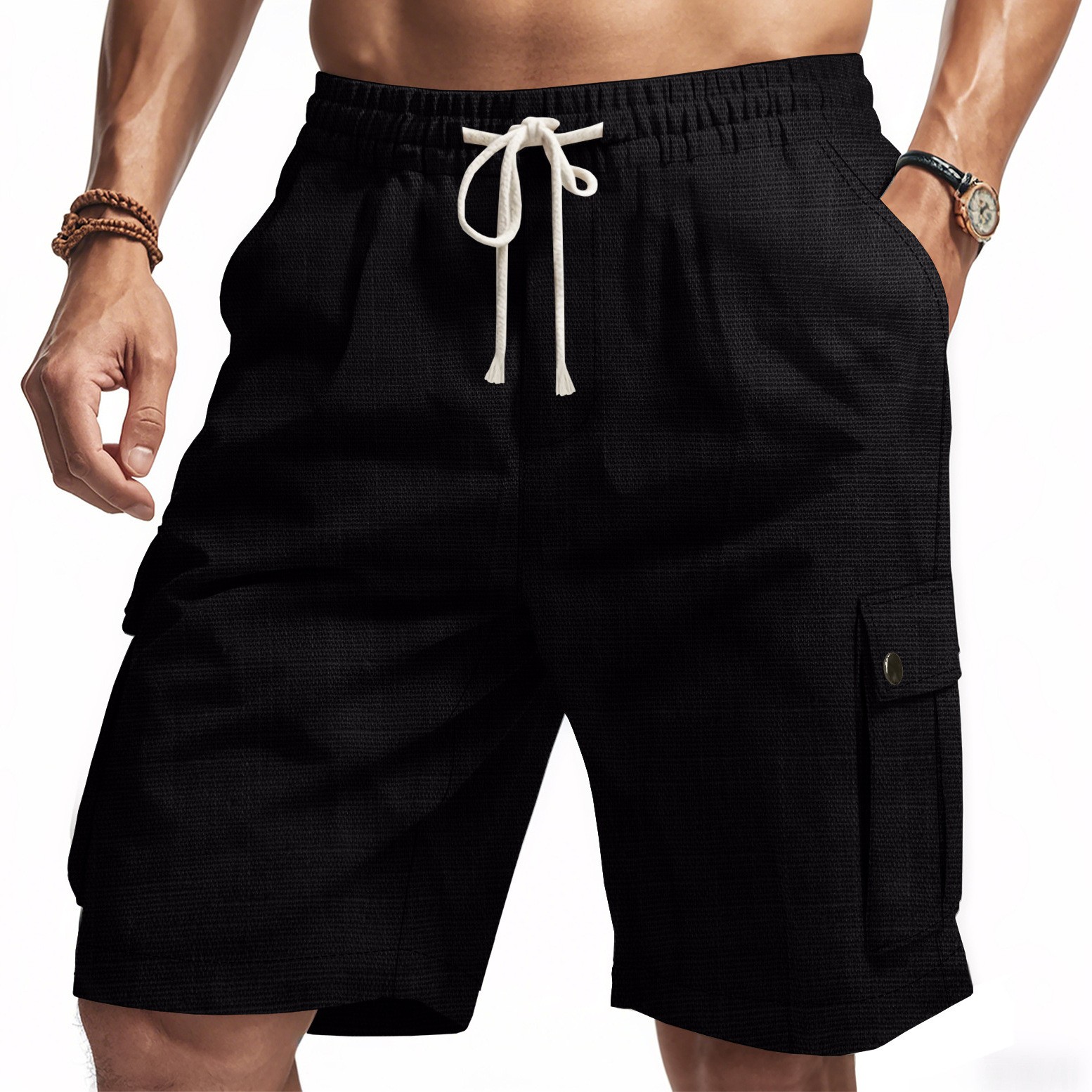 Men's Summer Straight Leg Carg - Linen Shorts Men のレビューと価格