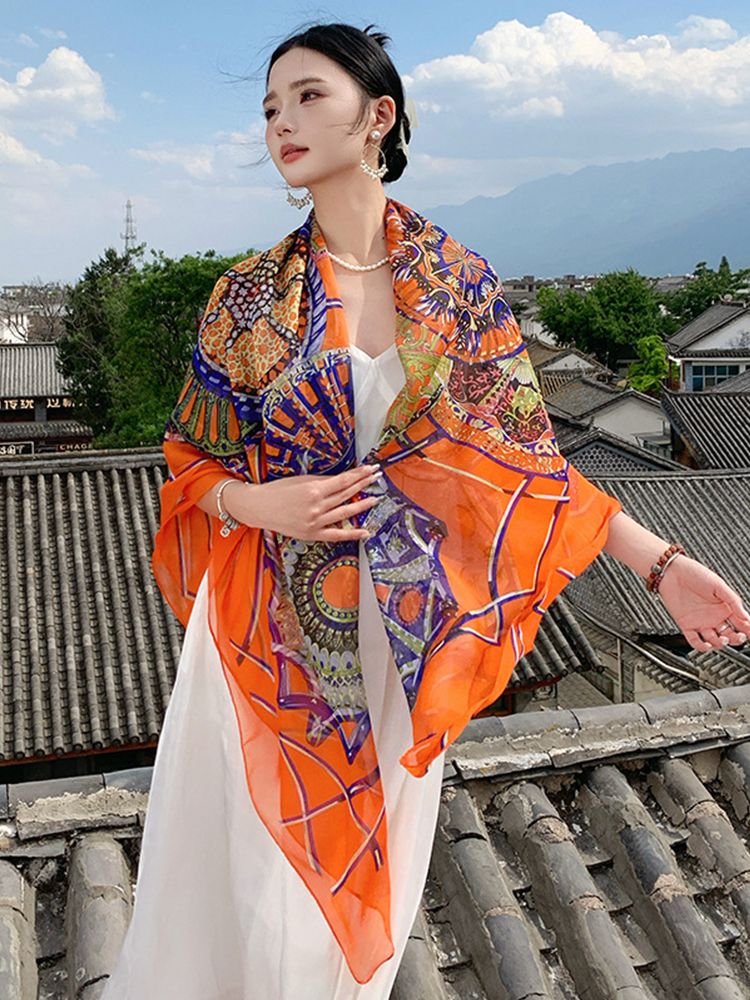 New Elegant Women Silk Scarf V - Sarong Pareo Wrap のレビューと価格