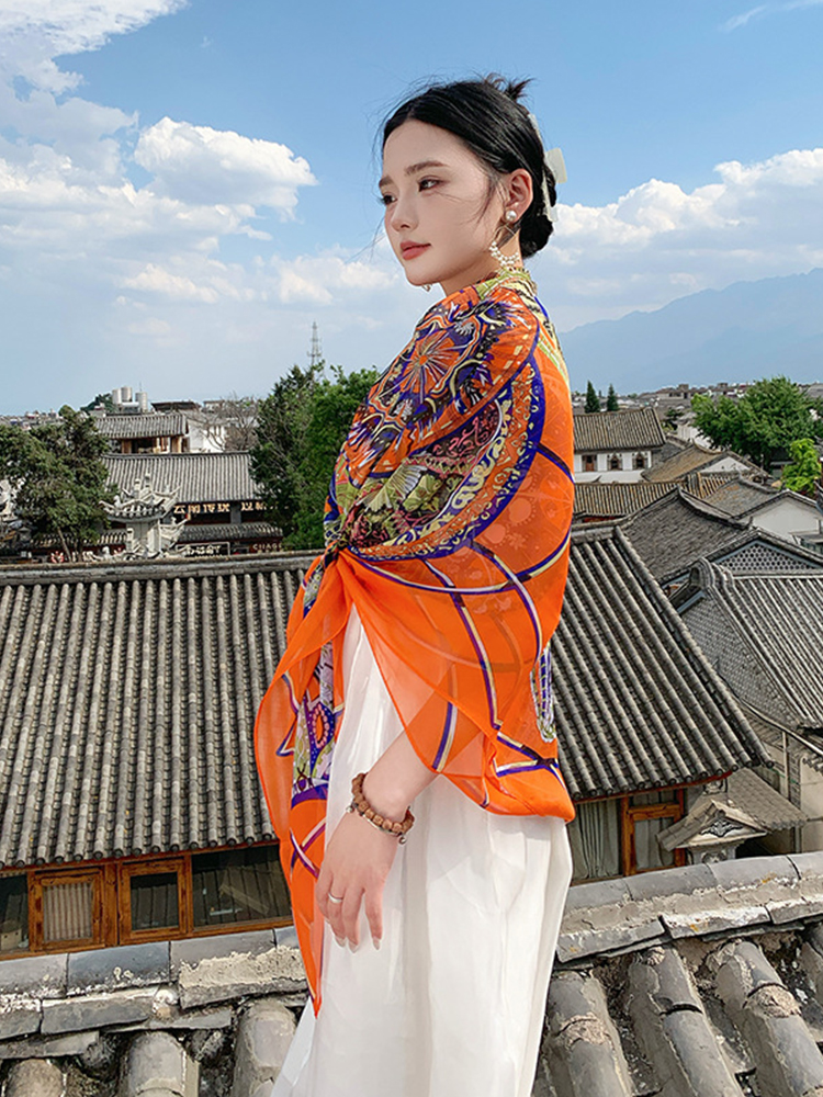 New Elegant Women Silk Scarf V - Sarong Pareo Wrap のレビューと価格