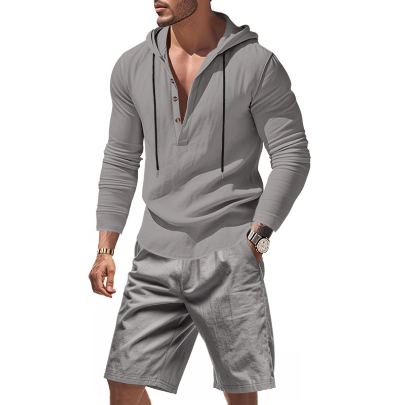 Men's Linen 2 Piece Outfit Hoo - Linen Shorts Men のレビューと価格
