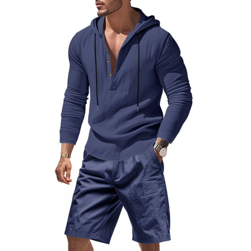 Men's Linen 2 Piece Outfit Hoo - Linen Shorts Men のレビューと価格