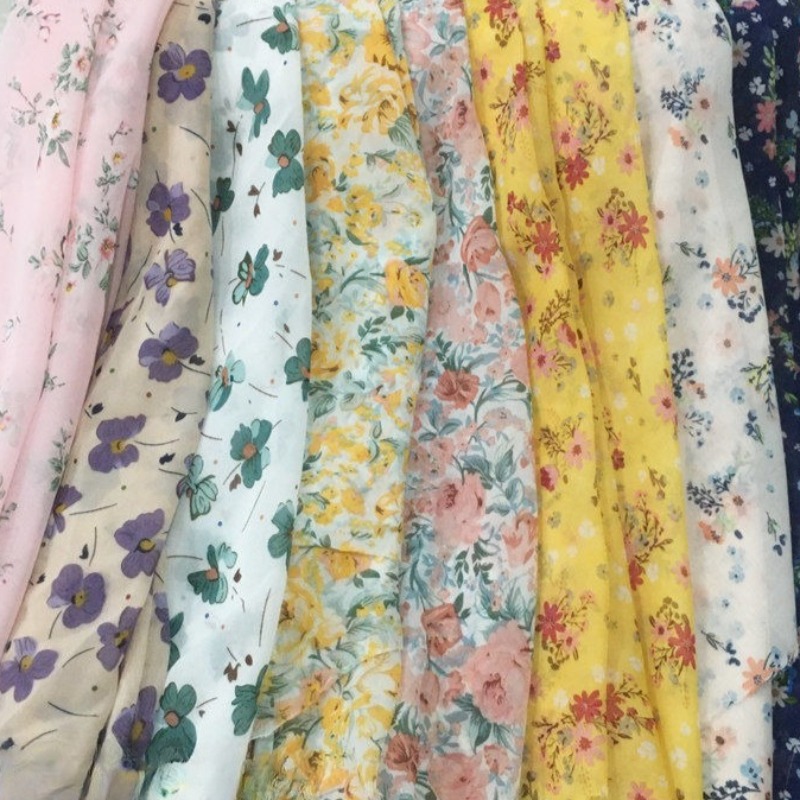 2/3m Floral Print Chiffon Fabr - Summer Clothing Material のレビューと価格