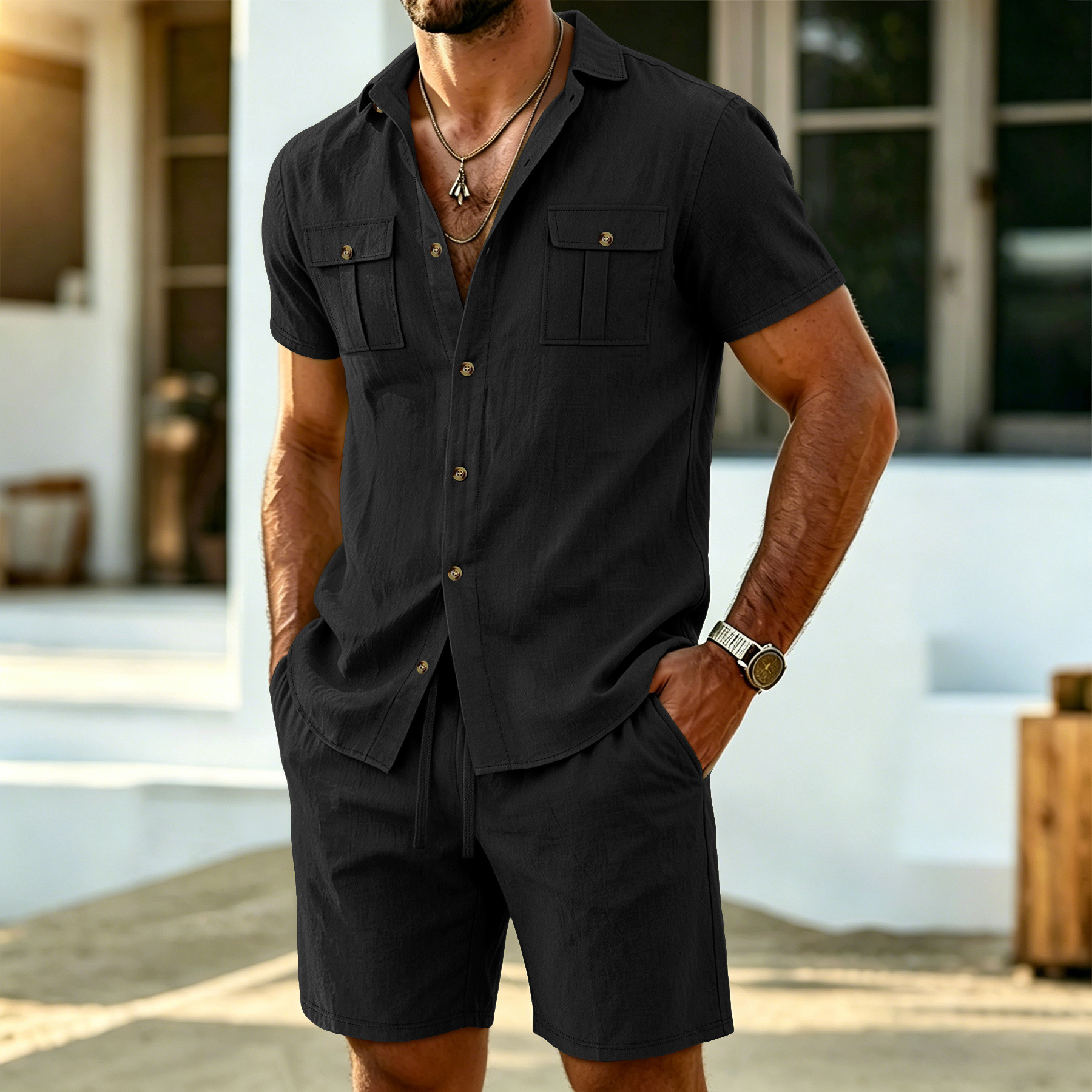 New summer men's linen outdoor - Linen Shorts Men のレビューと価格