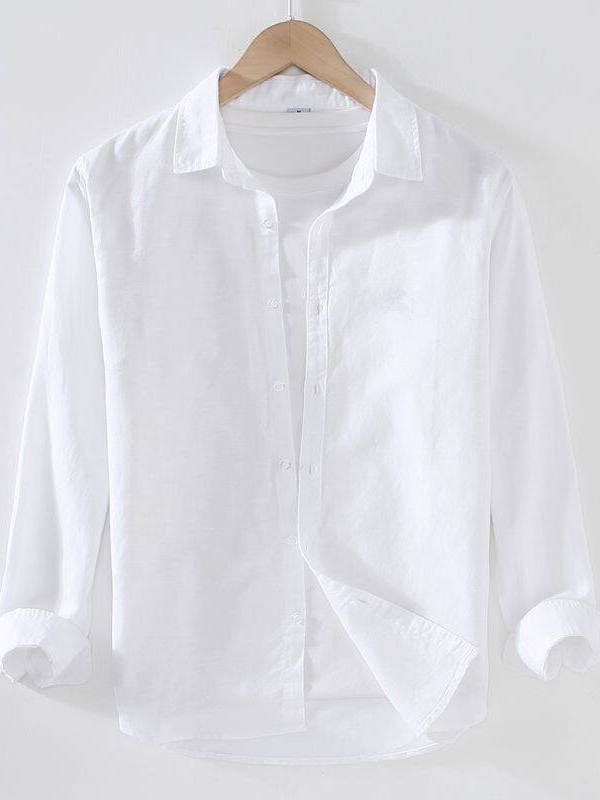 Men's Linen Long Sleeve Shirt  - Summer Clothing Material のレビューと価格
