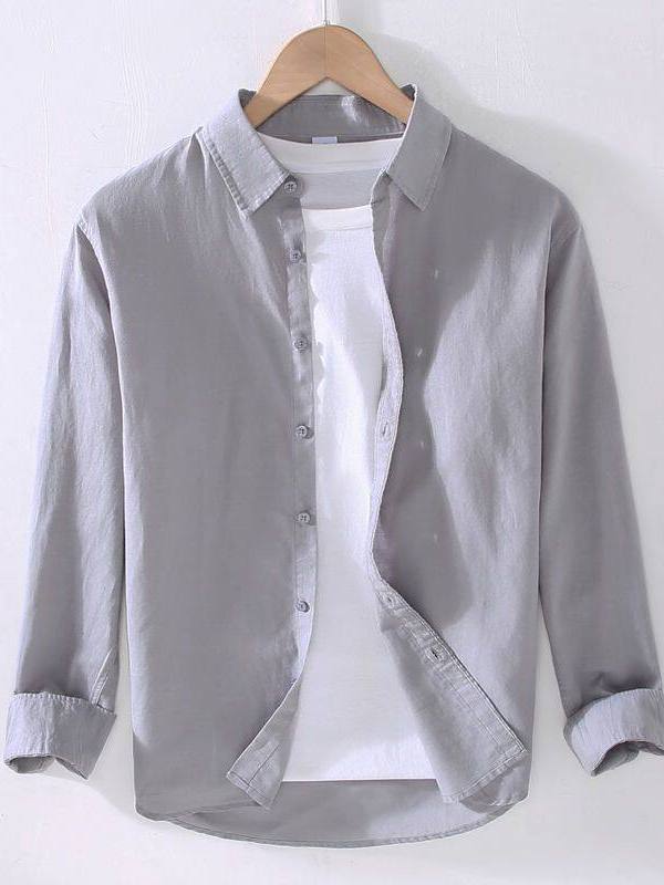 Men's Linen Long Sleeve Shirt  - Summer Clothing Material のレビューと価格