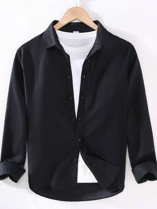 Men's Linen Long Sleeve Shirt  - Summer Clothing Material のレビューと価格
