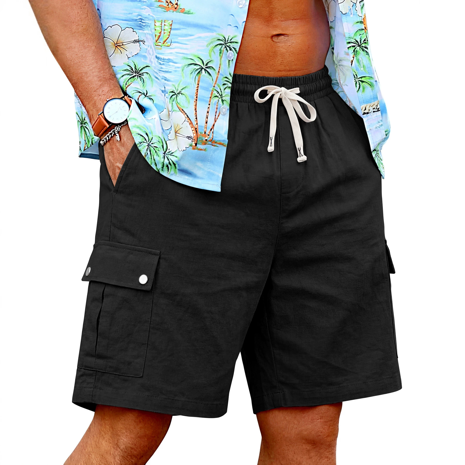 Summer Loose Skin-Friendly Out - Linen Shorts Men のレビューと価格