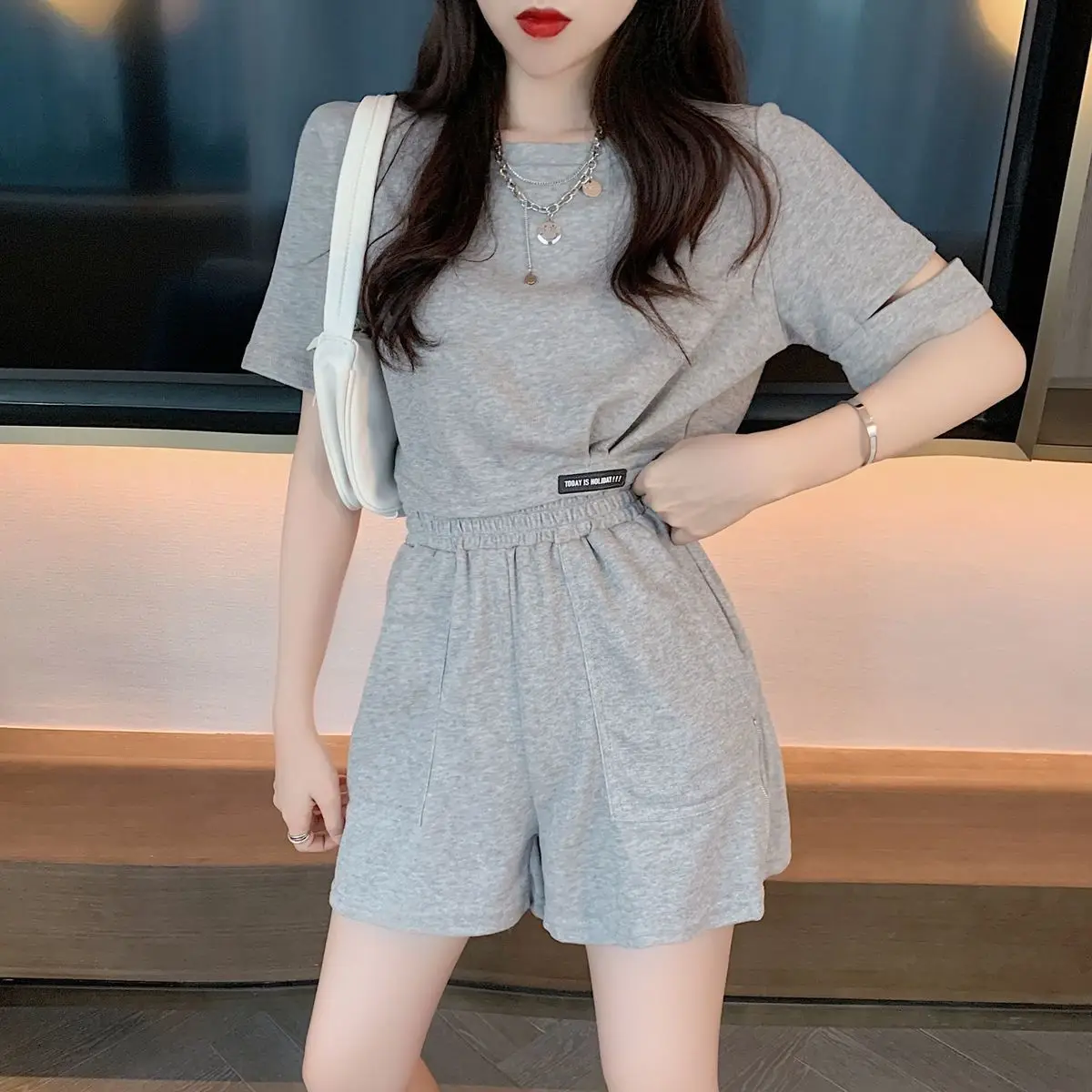 Grey Women's Short Sets 2 Piec - Summer Clothing Trends 2025 のレビューと価格