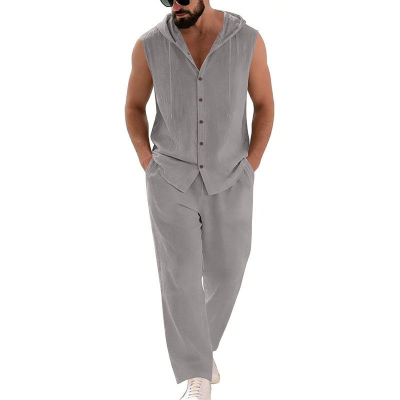 Men's Casual Linen Suit Hooded - Summer Clothing Us のレビューと価格