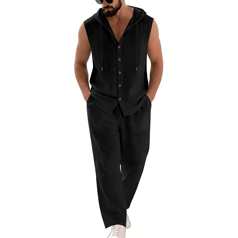 Men's Casual Linen Suit Hooded - Summer Clothing Us のレビューと価格