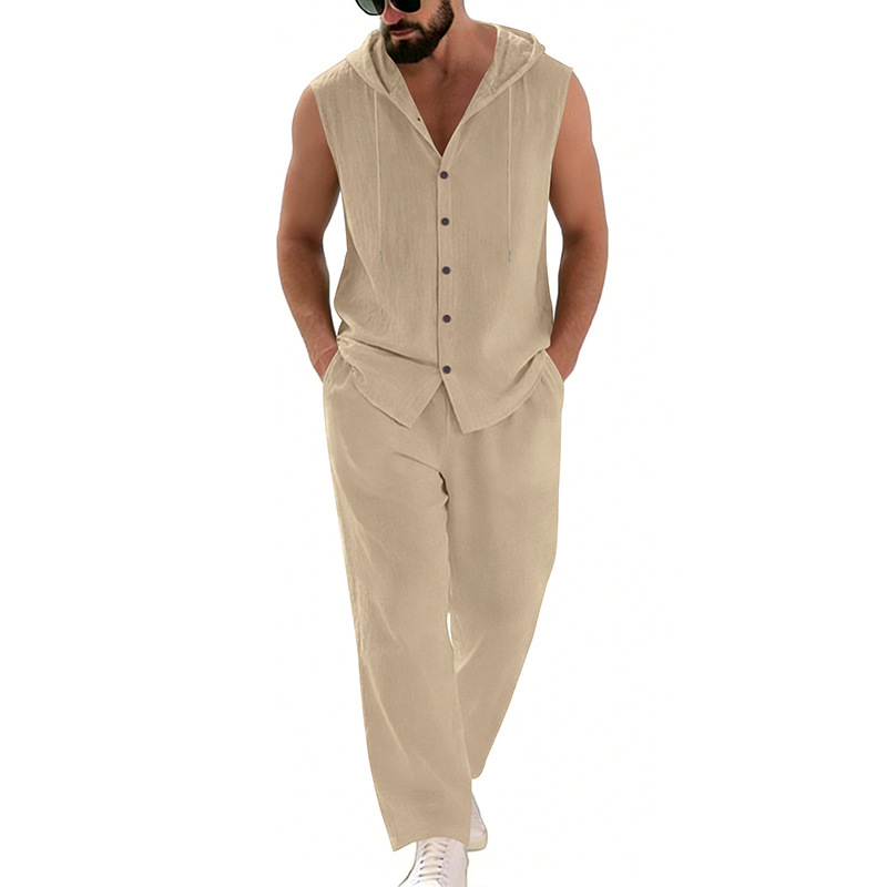 Men's Casual Linen Suit Hooded - Summer Clothing Us のレビューと価格