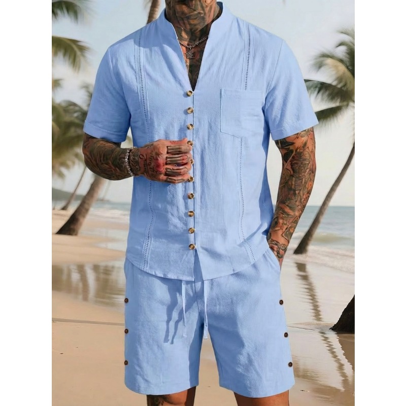 Men's Linen 2 Piece Outfits St - Linen Shorts Men のレビューと価格