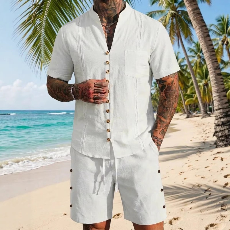 Men's Linen 2 Piece Outfits St - Linen Shorts Men のレビューと価格