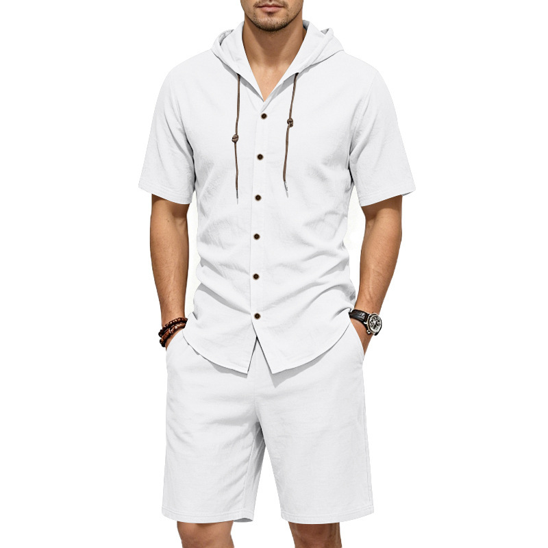 Mens Summer Linen Two Piece Se - Linen Shorts Men のレビューと価格