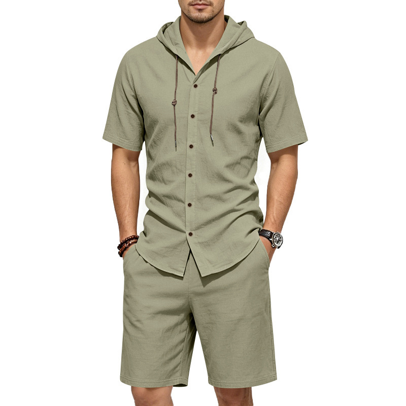 Mens Summer Linen Two Piece Se - Linen Shorts Men のレビューと価格