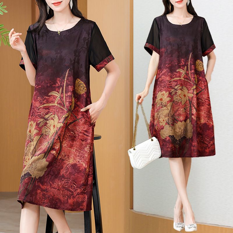 Elegant Mid-Length Printed Dre - Summer Clothing For Women Over 60 のレビューと価格
