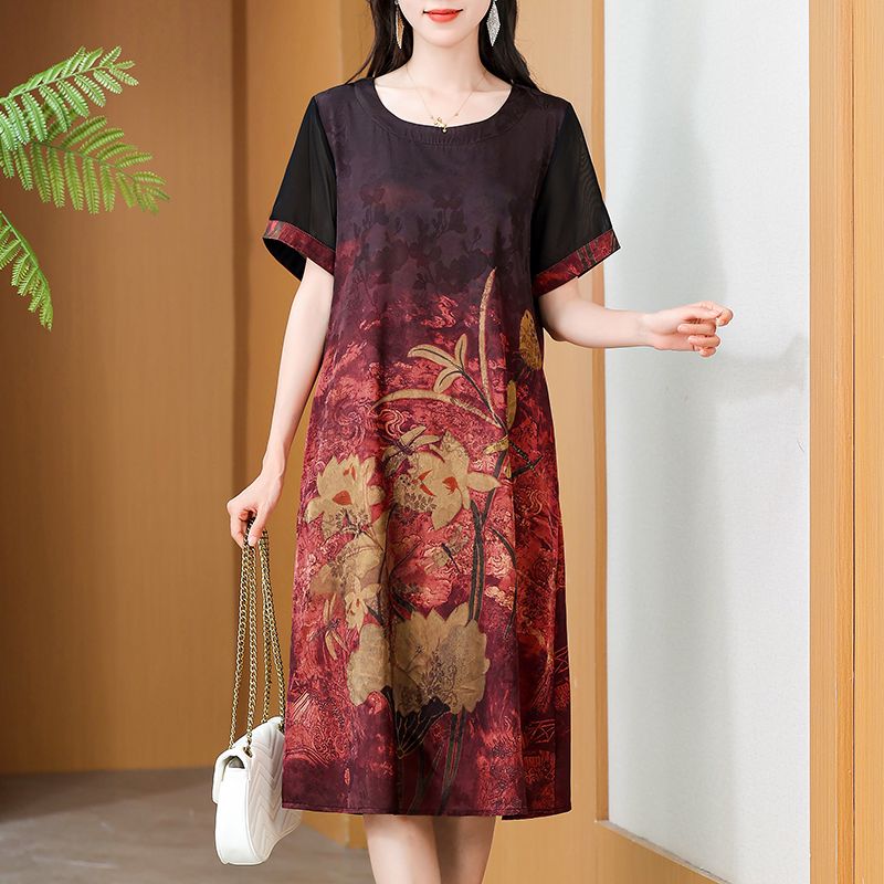Elegant Mid-Length Printed Dre - Summer Clothing For Women Over 60 のレビューと価格