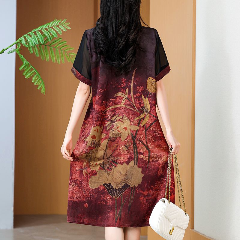 Elegant Mid-Length Printed Dre - Summer Clothing For Women Over 60 のレビューと価格
