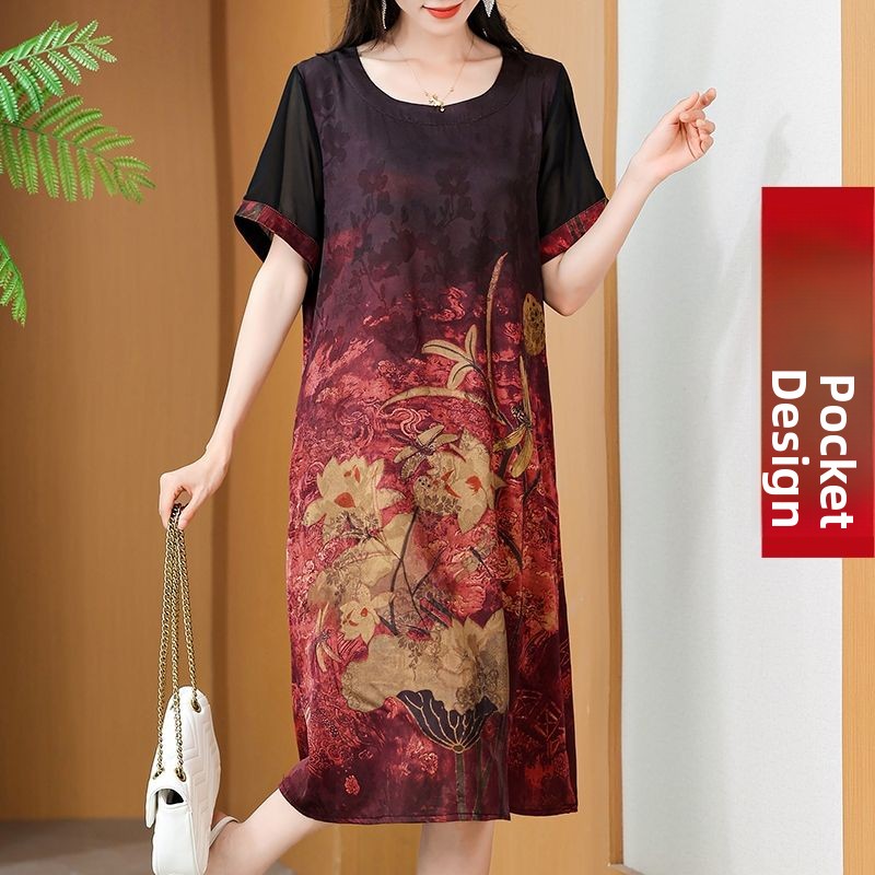 Elegant Mid-Length Printed Dre - Summer Clothing For Women Over 60 のレビューと価格