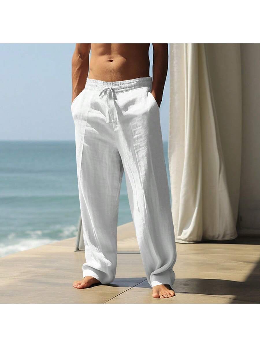 Mens Linen Loose Drawstring Pa - Linen Shorts Men のレビューと価格