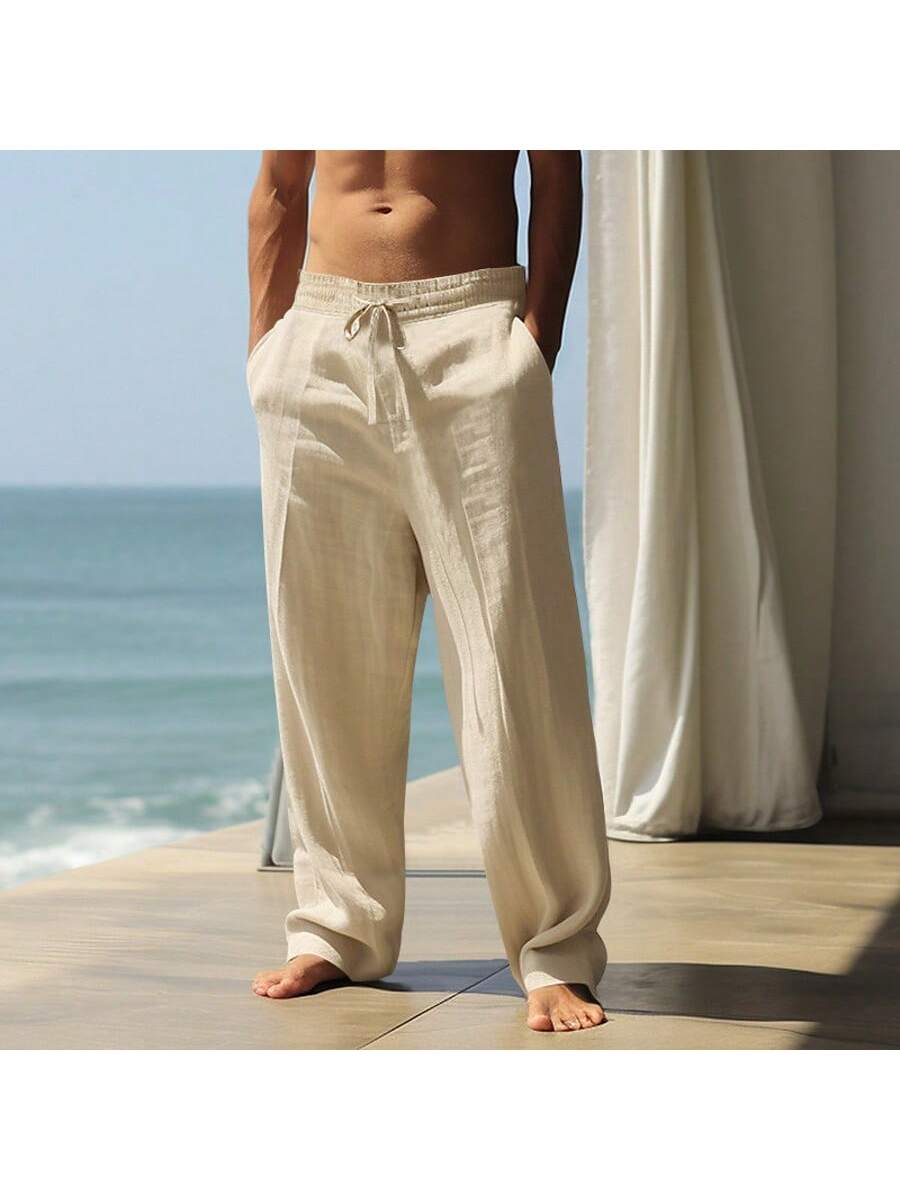 Mens Linen Loose Drawstring Pa - Linen Shorts Men のレビューと価格