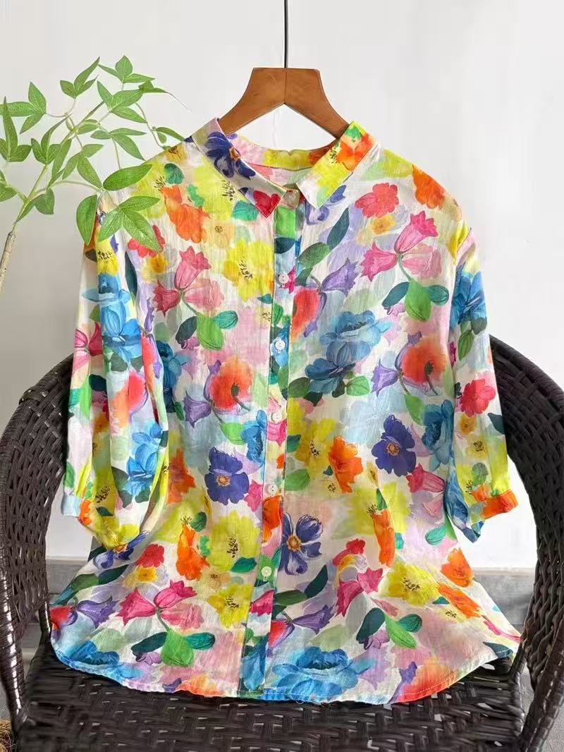 2026 Pure Ramie Print Shirt Wo - Summer Clothing In Japan のレビューと価格