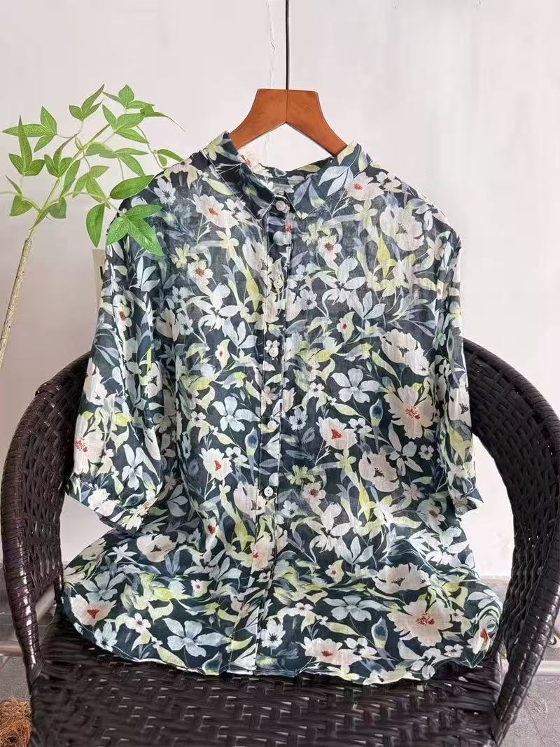 2026 Pure Ramie Print Shirt Wo - Summer Clothing In Japan のレビューと価格