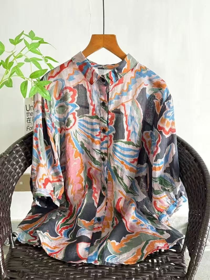 2026 Pure Ramie Print Shirt Wo - Summer Clothing In Japan のレビューと価格