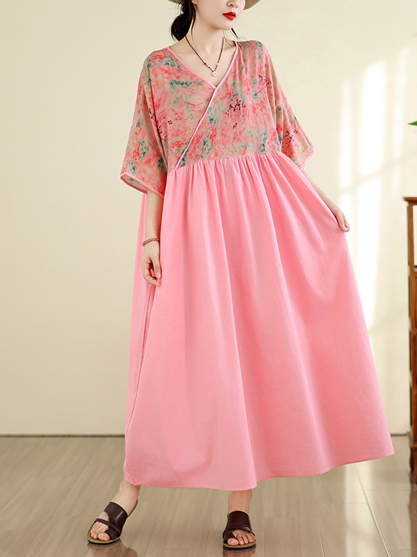 Retro Style Cotton Linen V-Nec - Summer Clothing New Look のレビューと価格