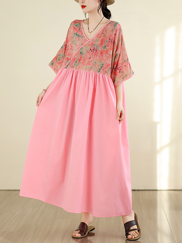Retro Style Cotton Linen V-Nec - Summer Clothing New Look のレビューと価格
