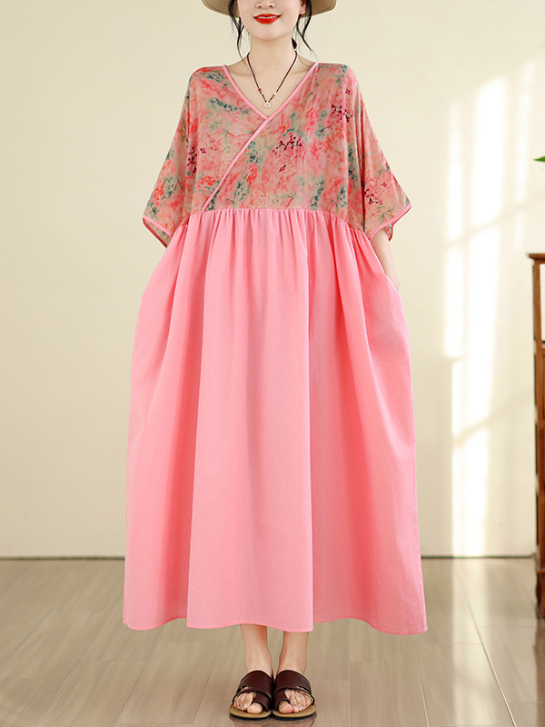 Retro Style Cotton Linen V-Nec - Summer Clothing New Look のレビューと価格